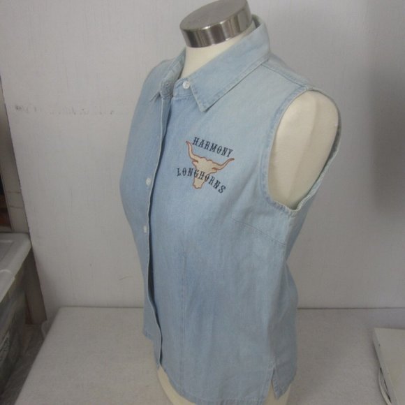 Ultra Club vintage Womens button up sleeveless tank denim embroidered Western - Picture 6 of 8